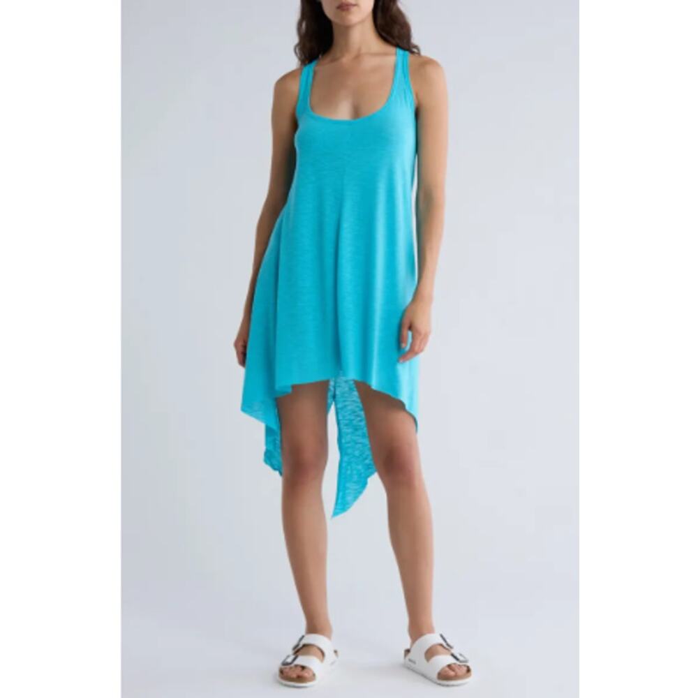 Becca NWOT Twist Back Asymmetric Hem Cover-Up Dress Size M Pool Beach Vacation 🌼